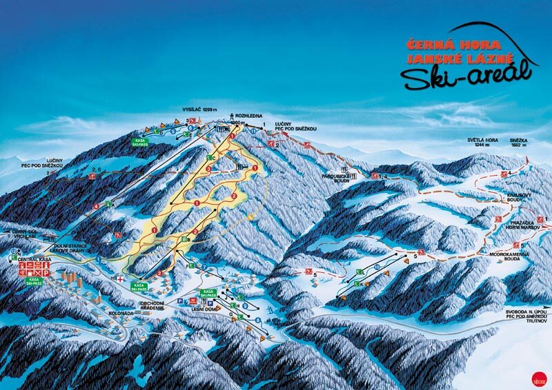 Jánské Lázně - Černá hora Piste / Trail Map