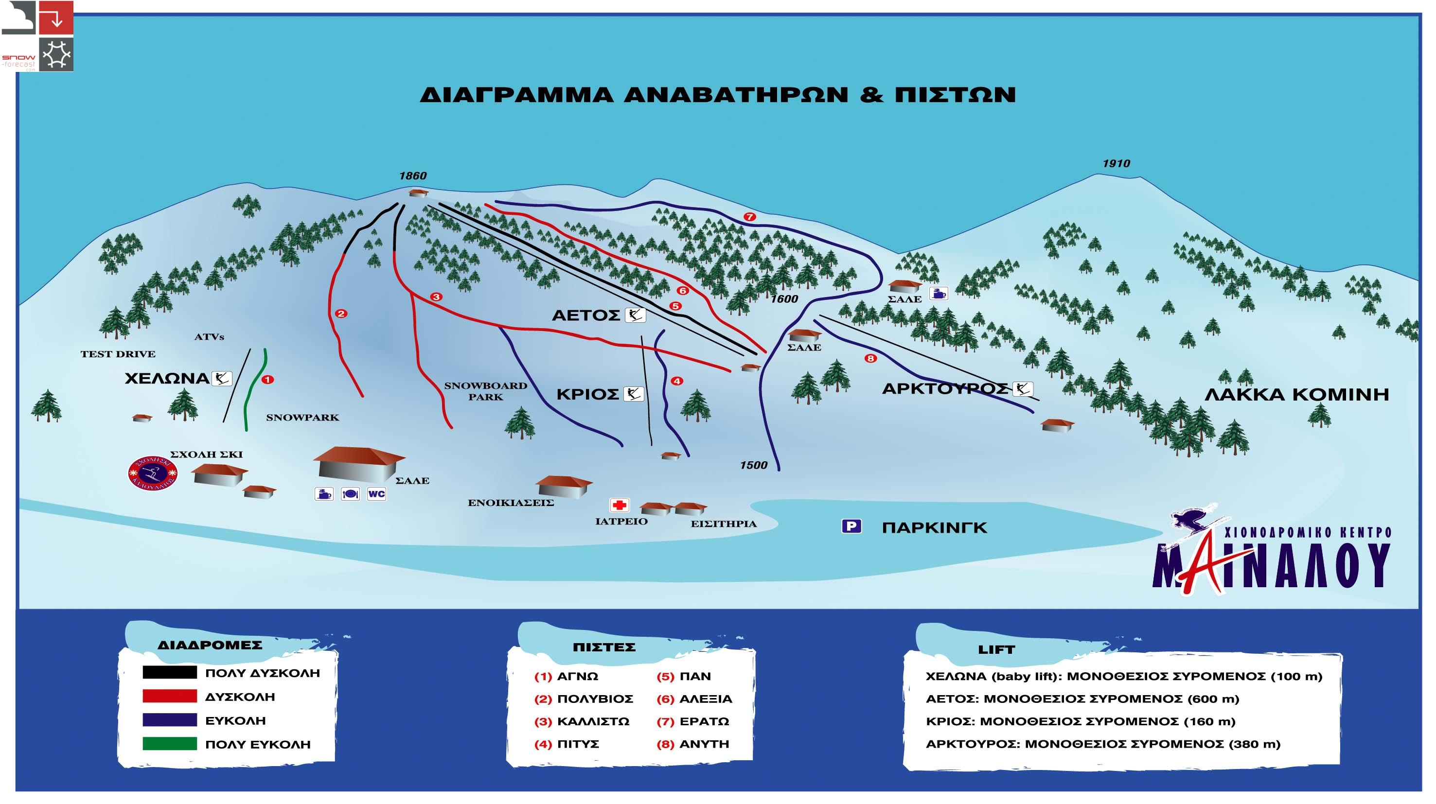 Mainalo Piste / Trail Map