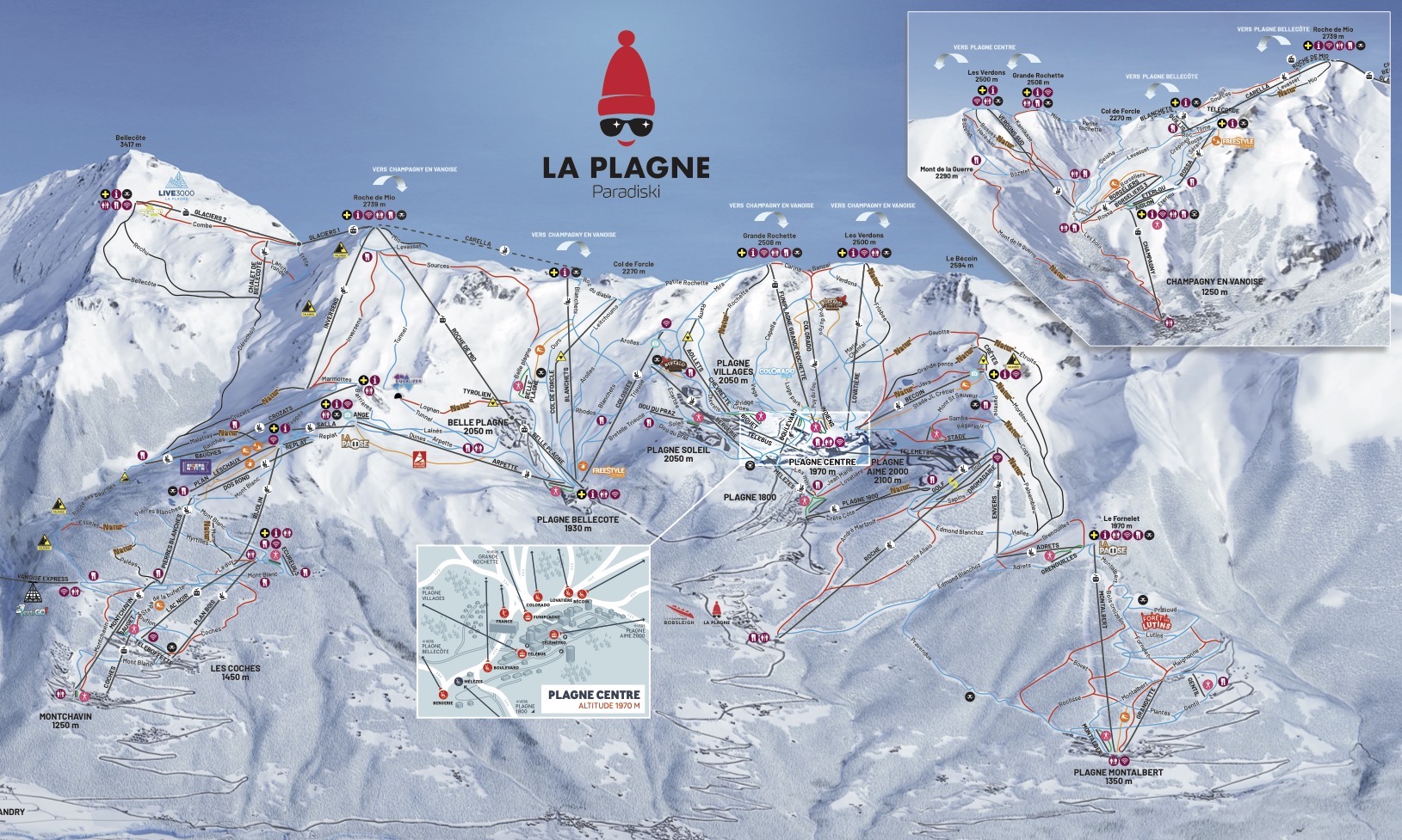 Montchavin/Les Coches Piste / Trail Map