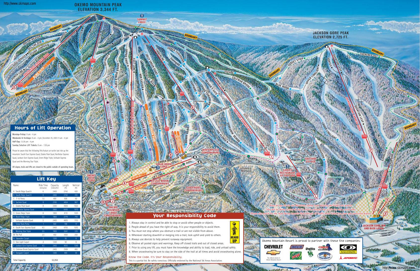 Okemo Mountain Piste / Trail Map