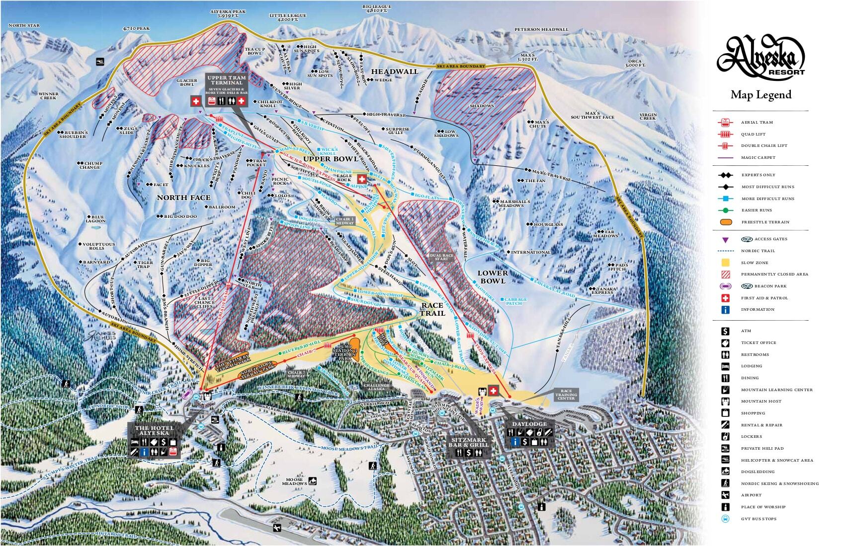 Alyeska Resort Piste / Trail Map
