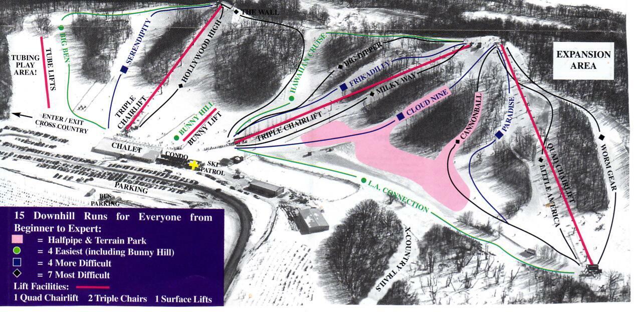 Andes Tower Hills Ski Area Piste / Trail Map