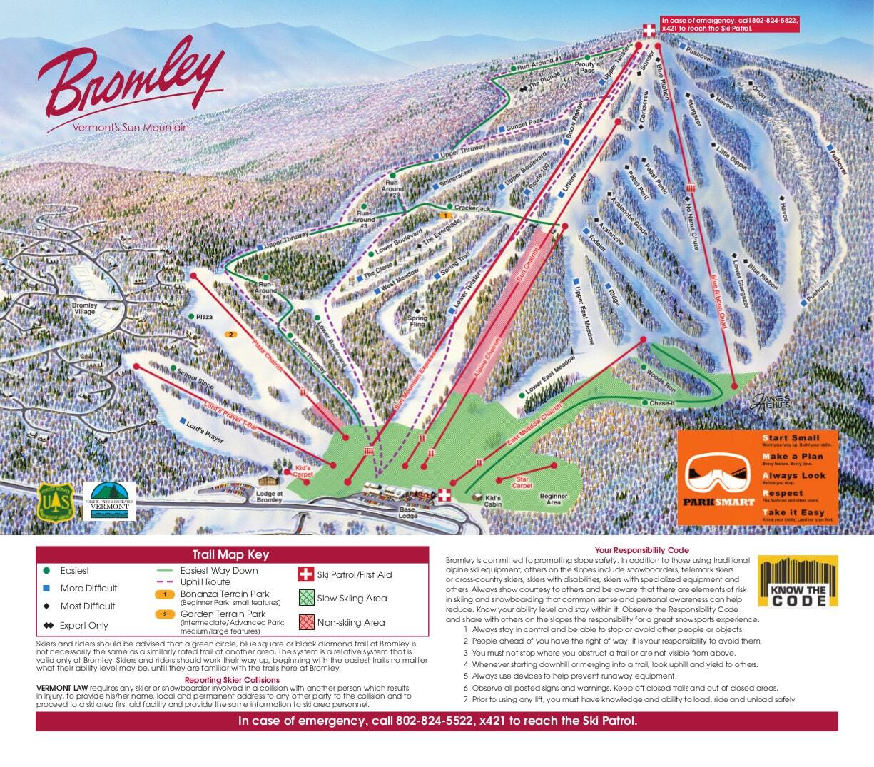 Bromley Mountain Piste / Trail Map