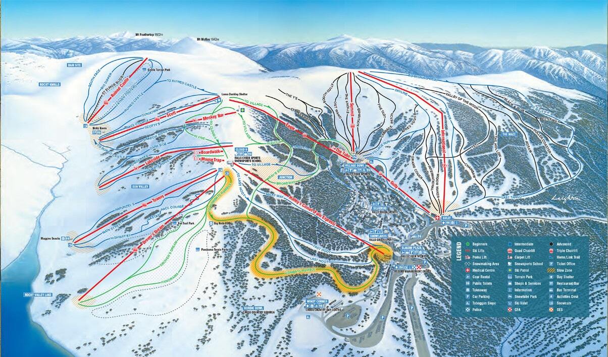 Falls Creek Piste / Trail Map