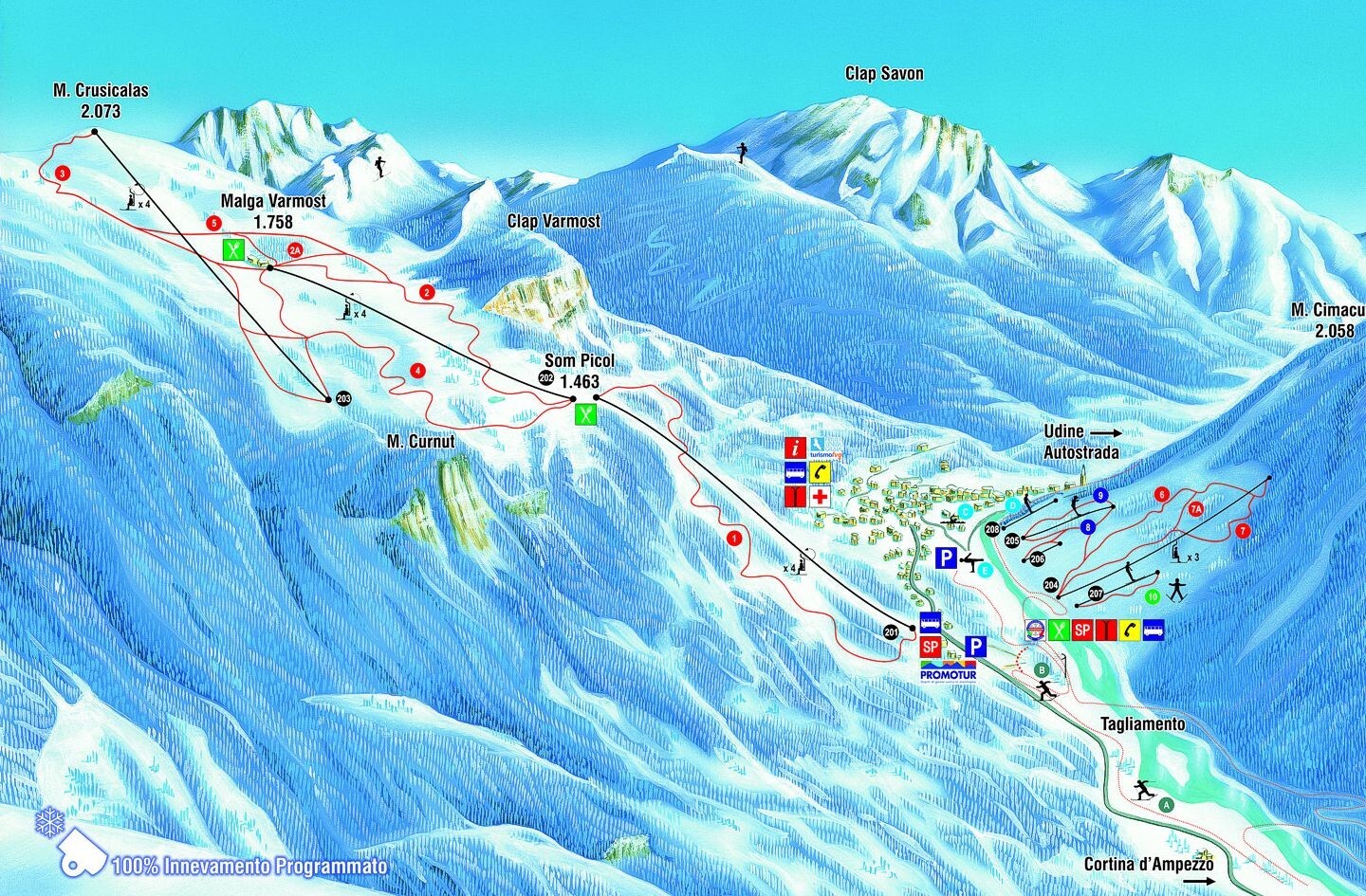 Forni di Sopra Piste / Trail Map