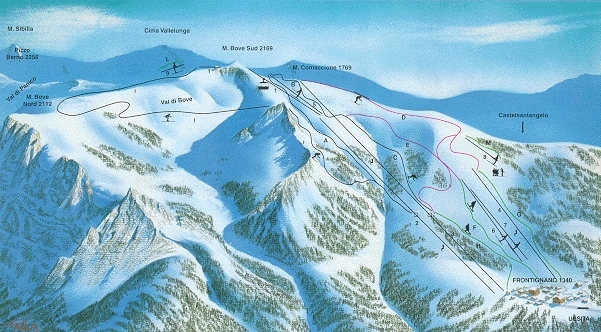 Ussita Frontignano Piste / Trail Map