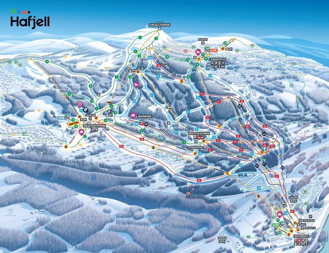 Hafjell Piste / Trail Map