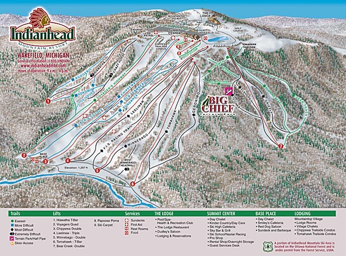 Indianhead Mountain Piste / Trail Map