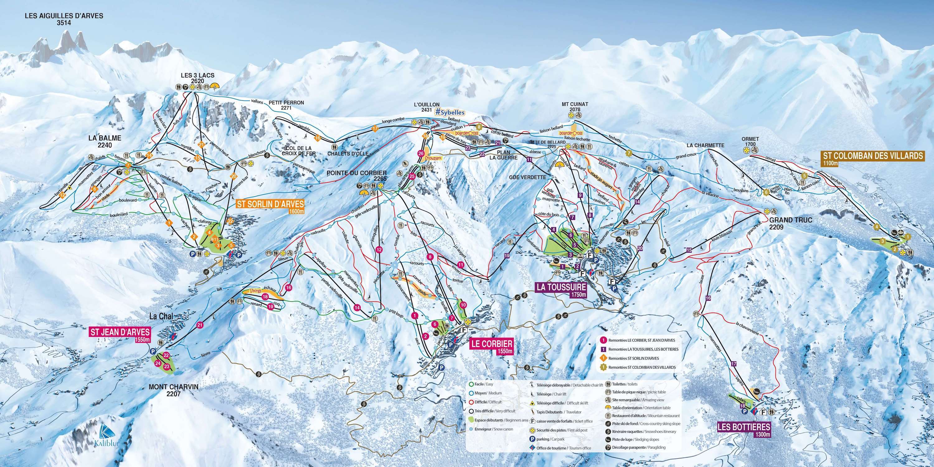 La Toussuire (Les Sybelles) Piste / Trail Map