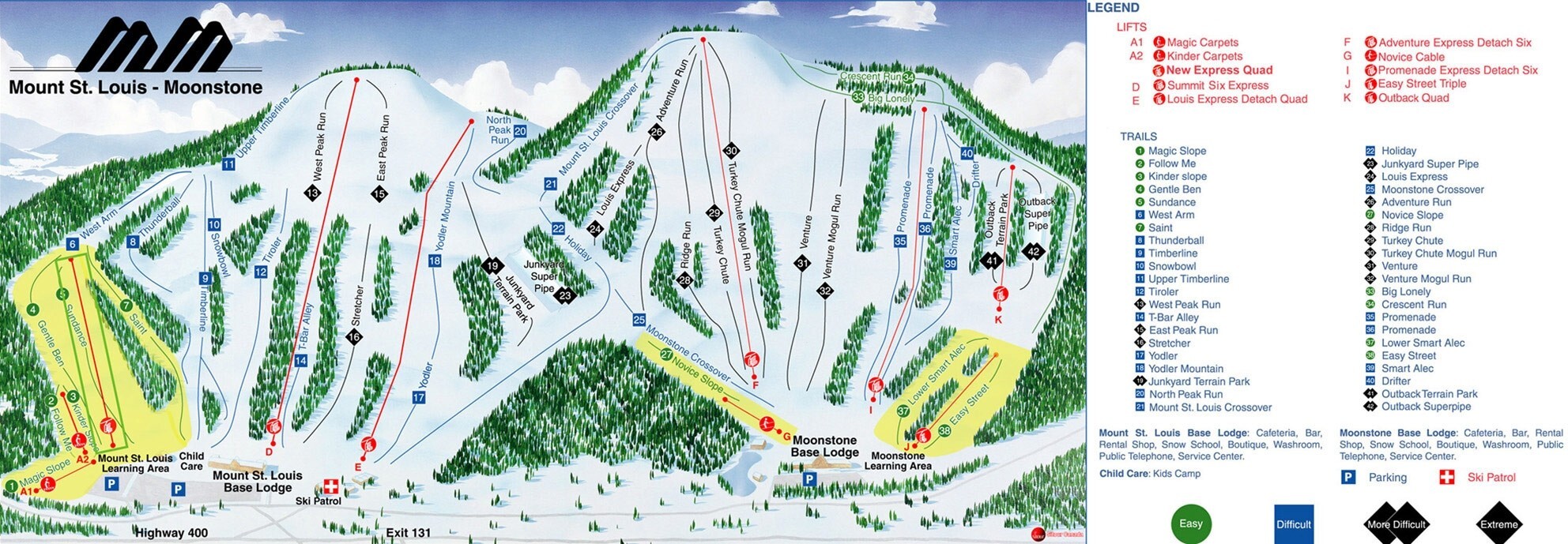 Mt St Louis Moonstone Piste / Trail Map