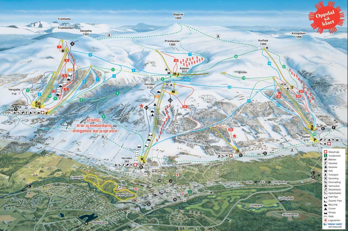 Oppdal Piste / Trail Map