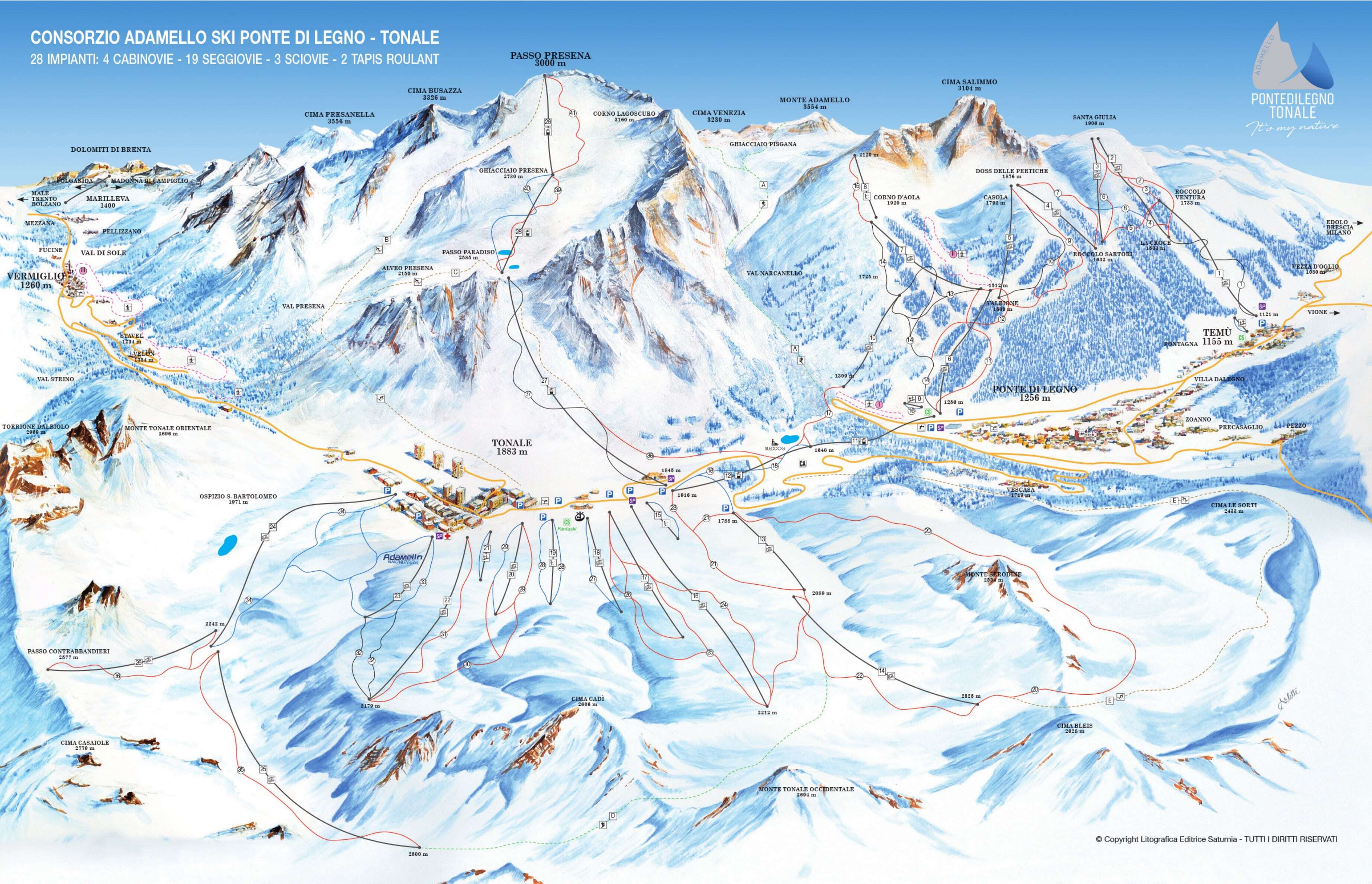 Passo Tonale Piste / Trail Map