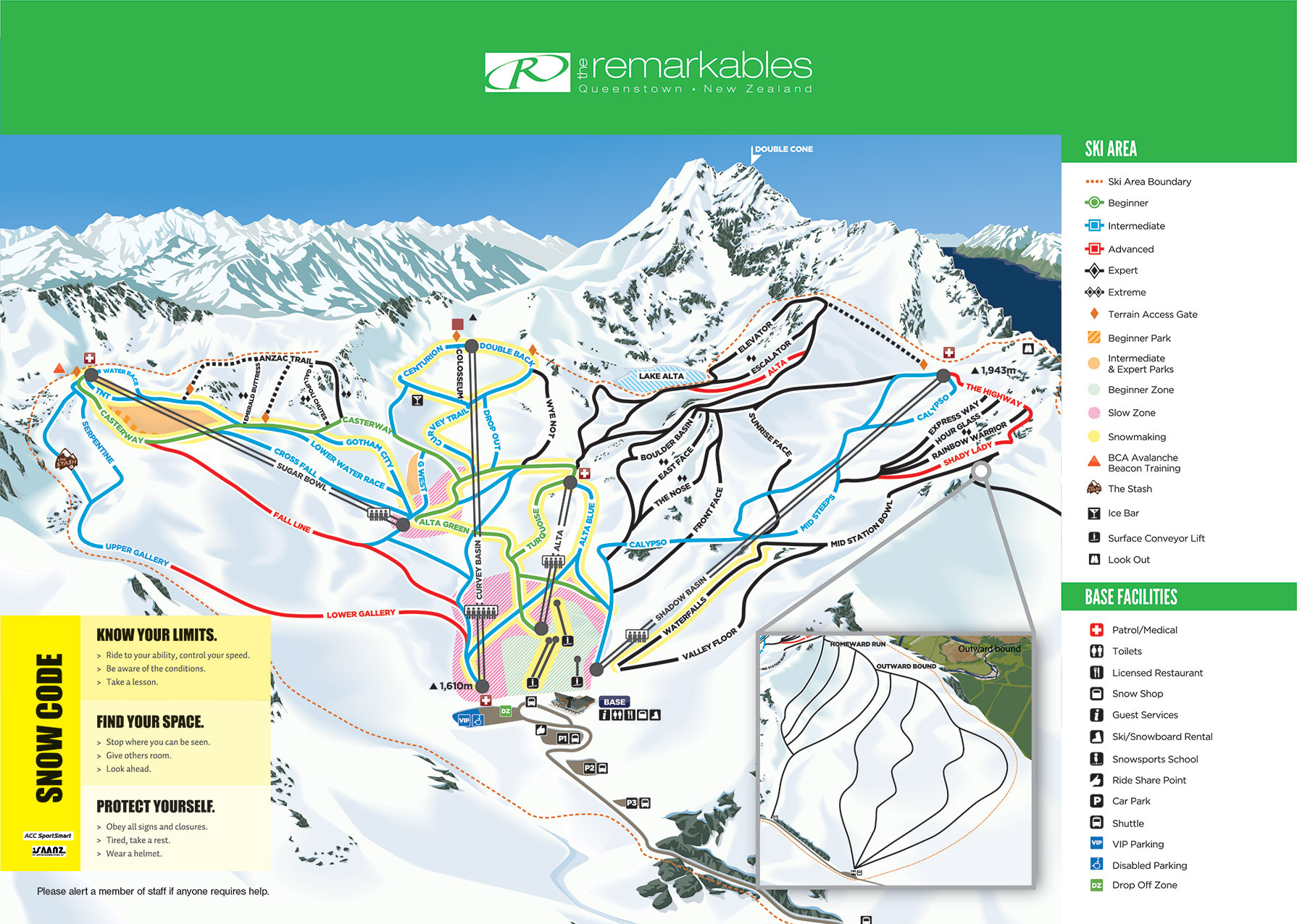 Remarkables Piste / Trail Map