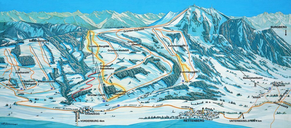 Rettenberg Grüntenlifte Piste / Trail Map