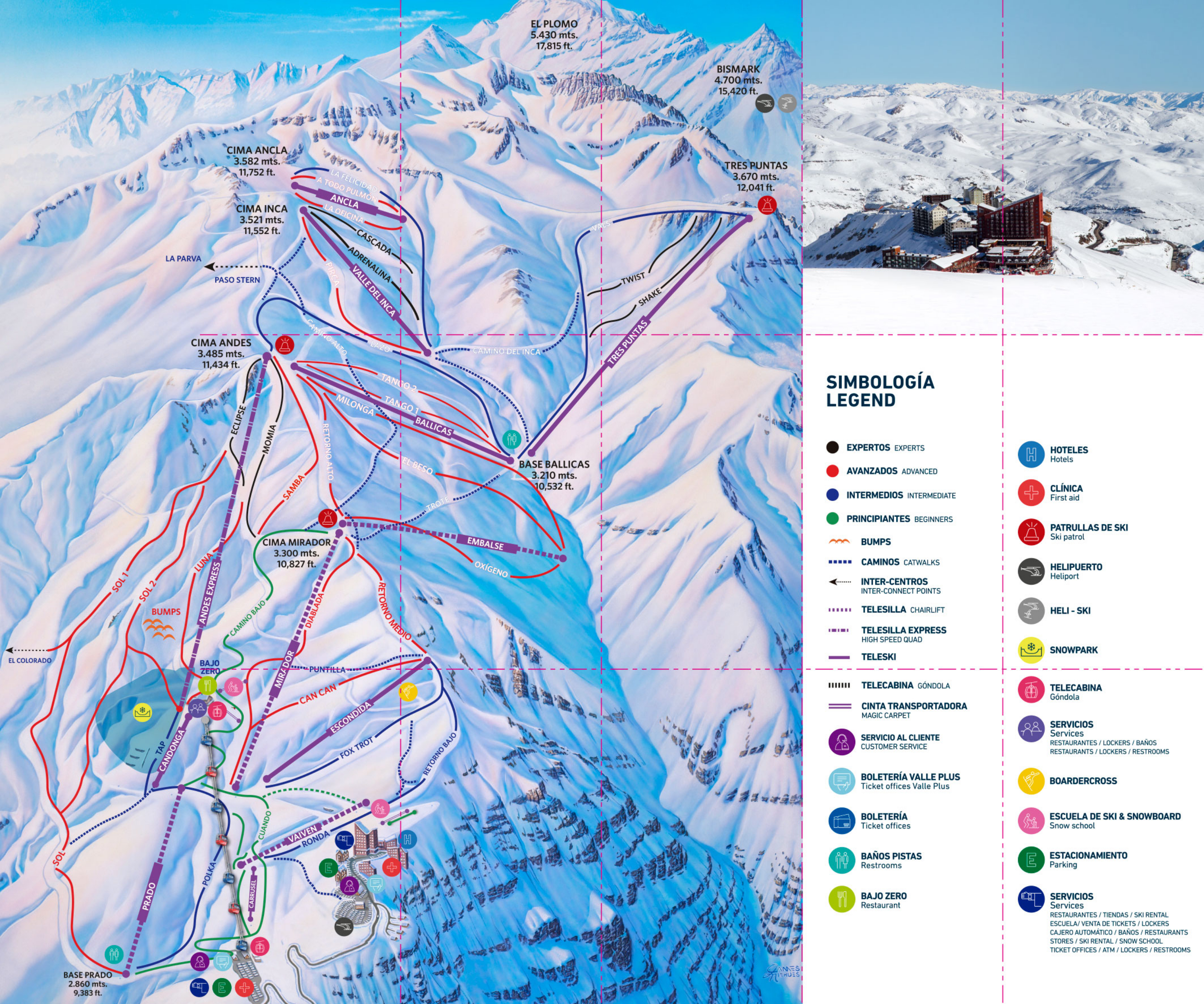 Valle Nevado Piste / Trail Map