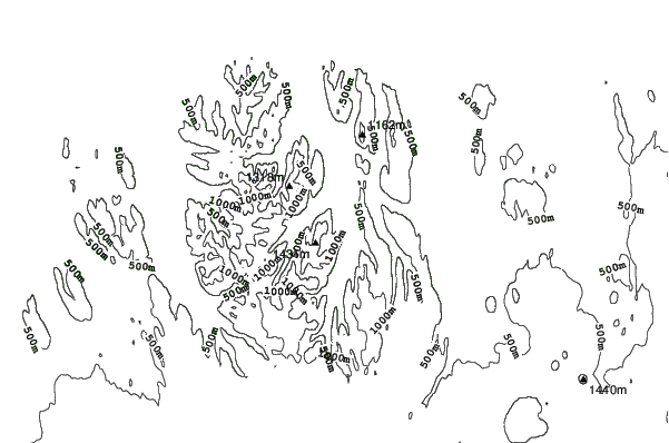 Hlíðarfjall Akureyri neighbourhood contours