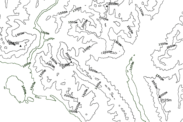 Island Lake Catskiing neighbourhood contours