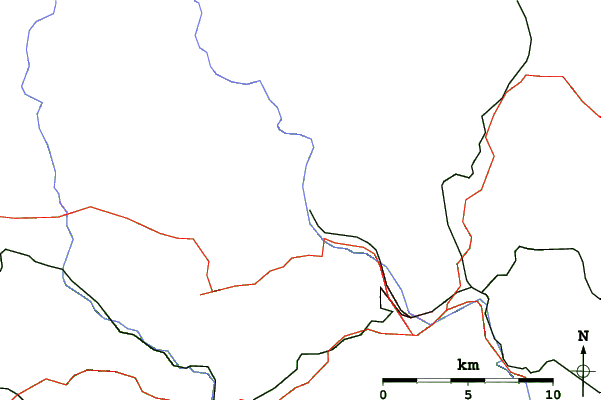 Roads and rivers close to Jánské Lázně - Černá hora