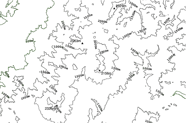 Manza Onsen neighbourhood contours