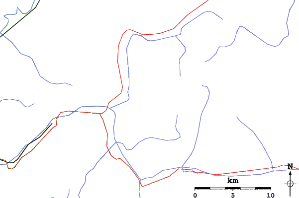 Roads and rivers close to Oz en Oisans