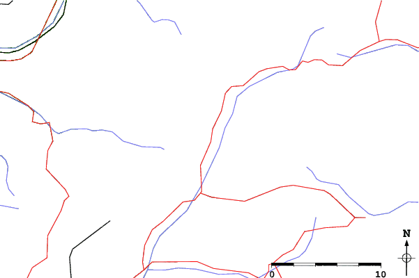 Roads and rivers close to Pera di Fassa