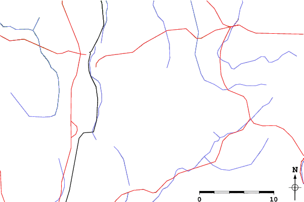 Roads and rivers close to Toggenburg Mountain