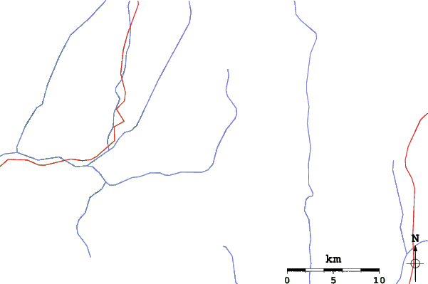 Roads and rivers close to Valle Nevado