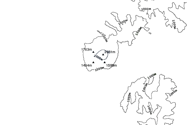 Volcán Osorno neighbourhood contours