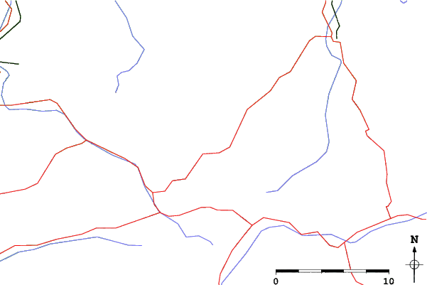 Roads and rivers close to Walmendingerhorn (Kleinwalsertal)